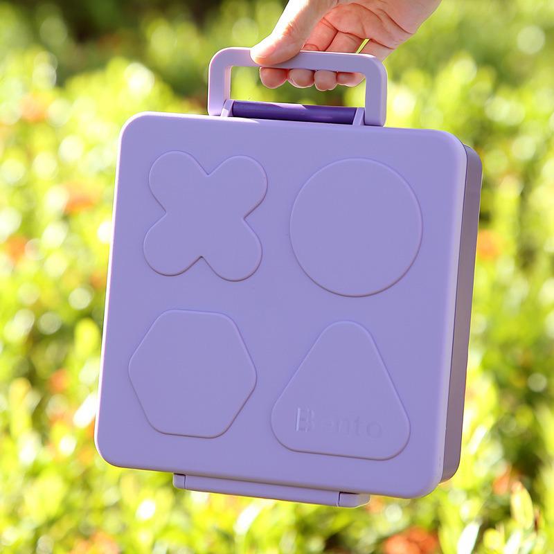 Creative Student Bento Lunch Box: Portable, Large Capacity, with Handle for Travel & Camping