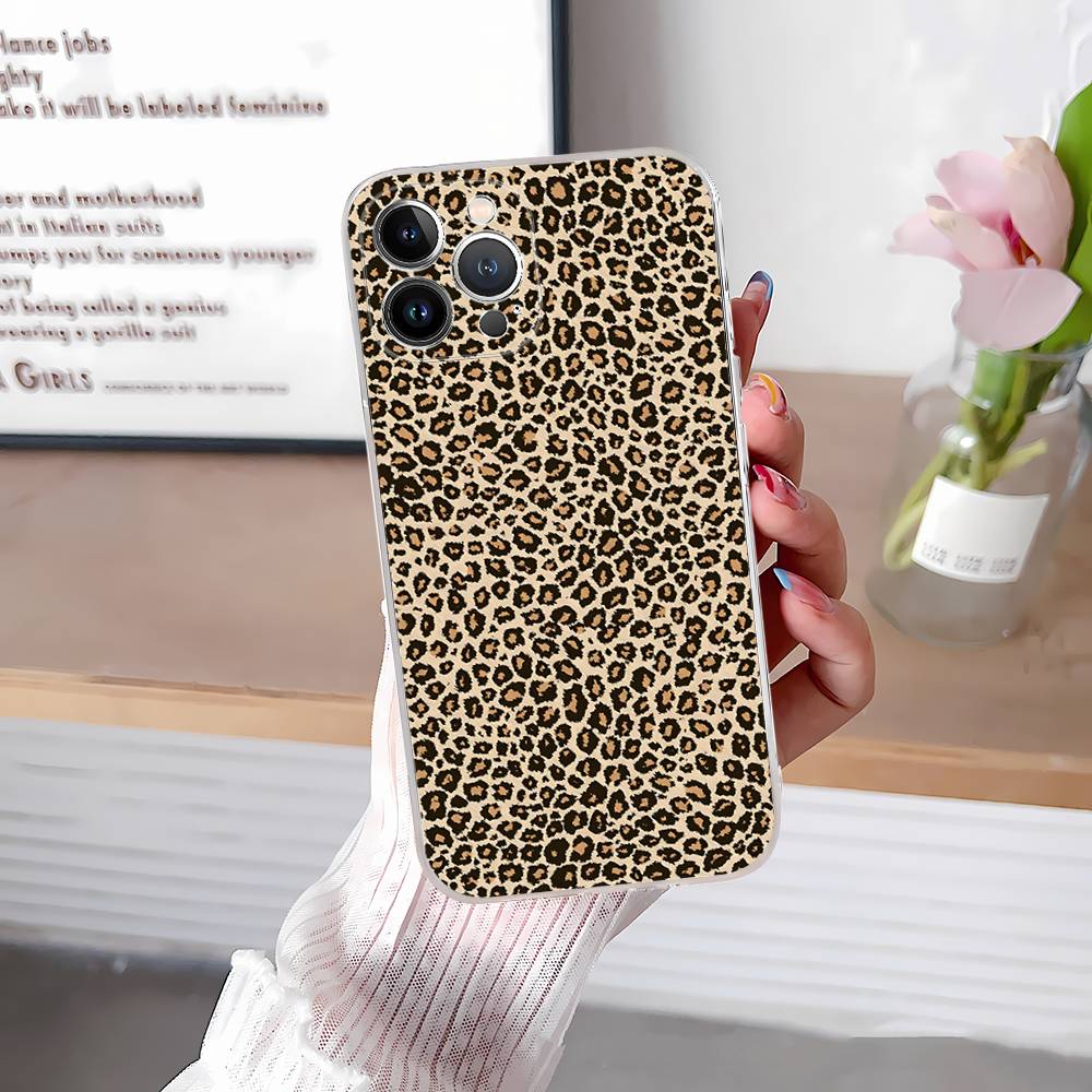 Leopard Cheetah Print Phone Case For IPhone 17 16 11 12 13 14 15 Pro Max Plus Cover Clear Case