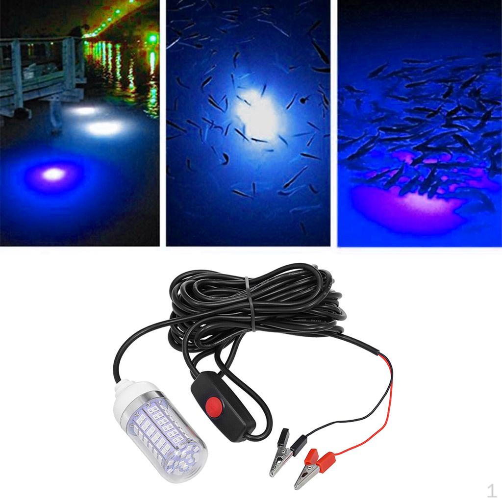 

12 Submersible Fishing Light Underwater Lamp Night for Fish Attracting with 5M Blue