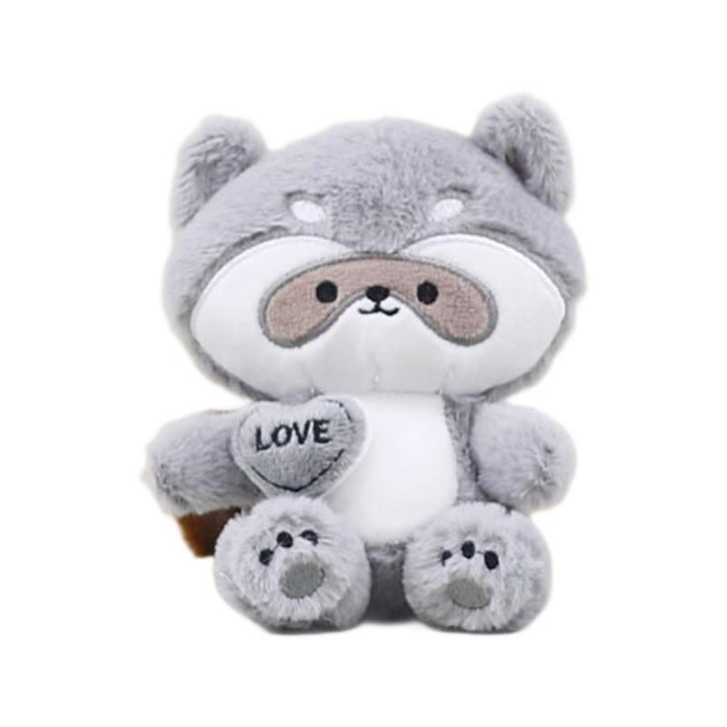 Charming Gray Raccoon Plush Keychain Stuffed Animal Short Plush Bag Decoration