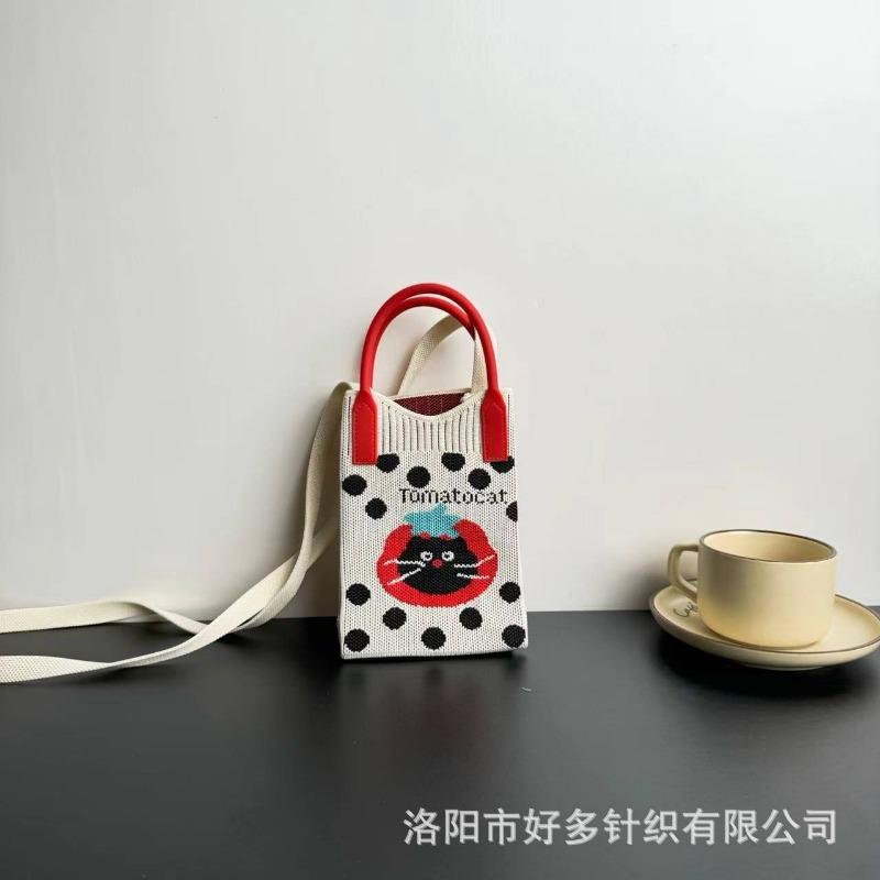 Premium Sense Ns Mobile Phone Bag New Cartoon Knitted Bag Dopamine Niche Versatile Messenger Shoulder Bag Handbag