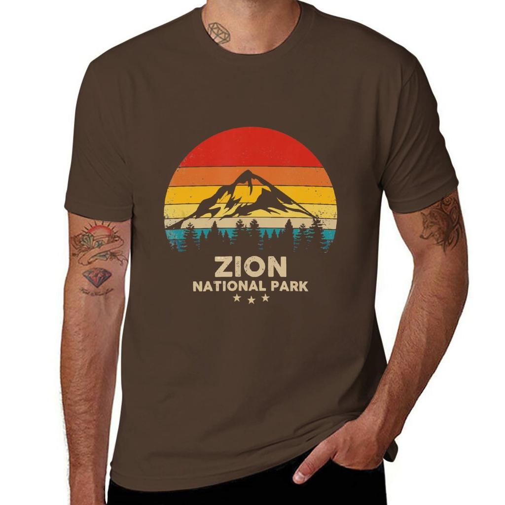 Vintage Zion  National Park Retro Souvenir TShirt Cute Tops Hippie Clothes Mens Clothing