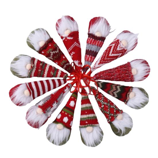 Vánoční skřítek závěsná ozdoba ručně vyrobená pletená čepice bez tváře trpaslík elf plyšová panenka zimní sváteční párty vánoční stromek závěsná dekorace