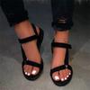 Summer lightweight Velcro flat casual sandals women's large size new open-toed sandals