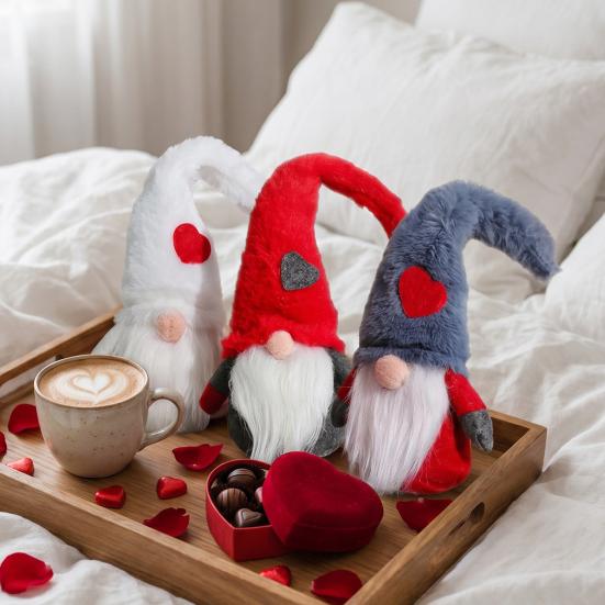 DIY Christmas Crafts Faceless Doll Ornament, Plush Gnome Decoration for Home, Xmas Fireplace Hanging Ornaments Figurine with Heart Cap, Ornament Party