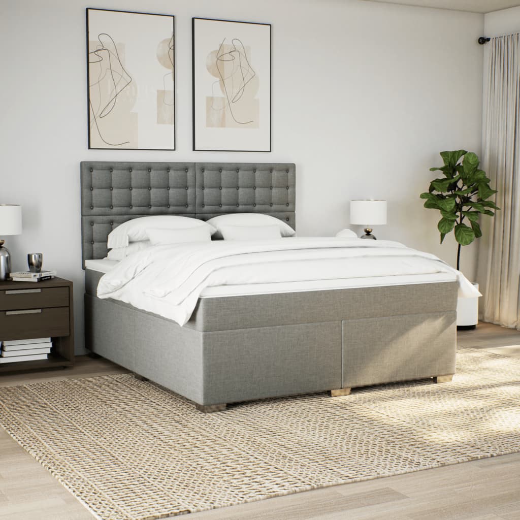 Vidaxl Letto Continentale Con Materasso, Grigio Chiaro, Tessuto, 180X200Cm
