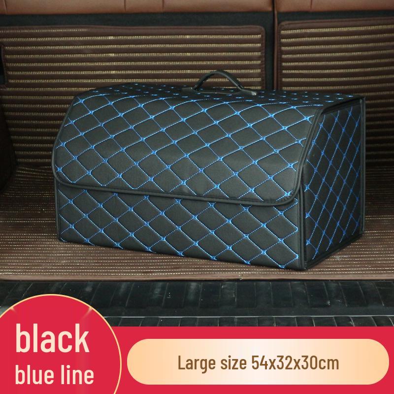 Trunk Storage Box: Multifunctional Folding Car Organizer with Logo-Printed Leather