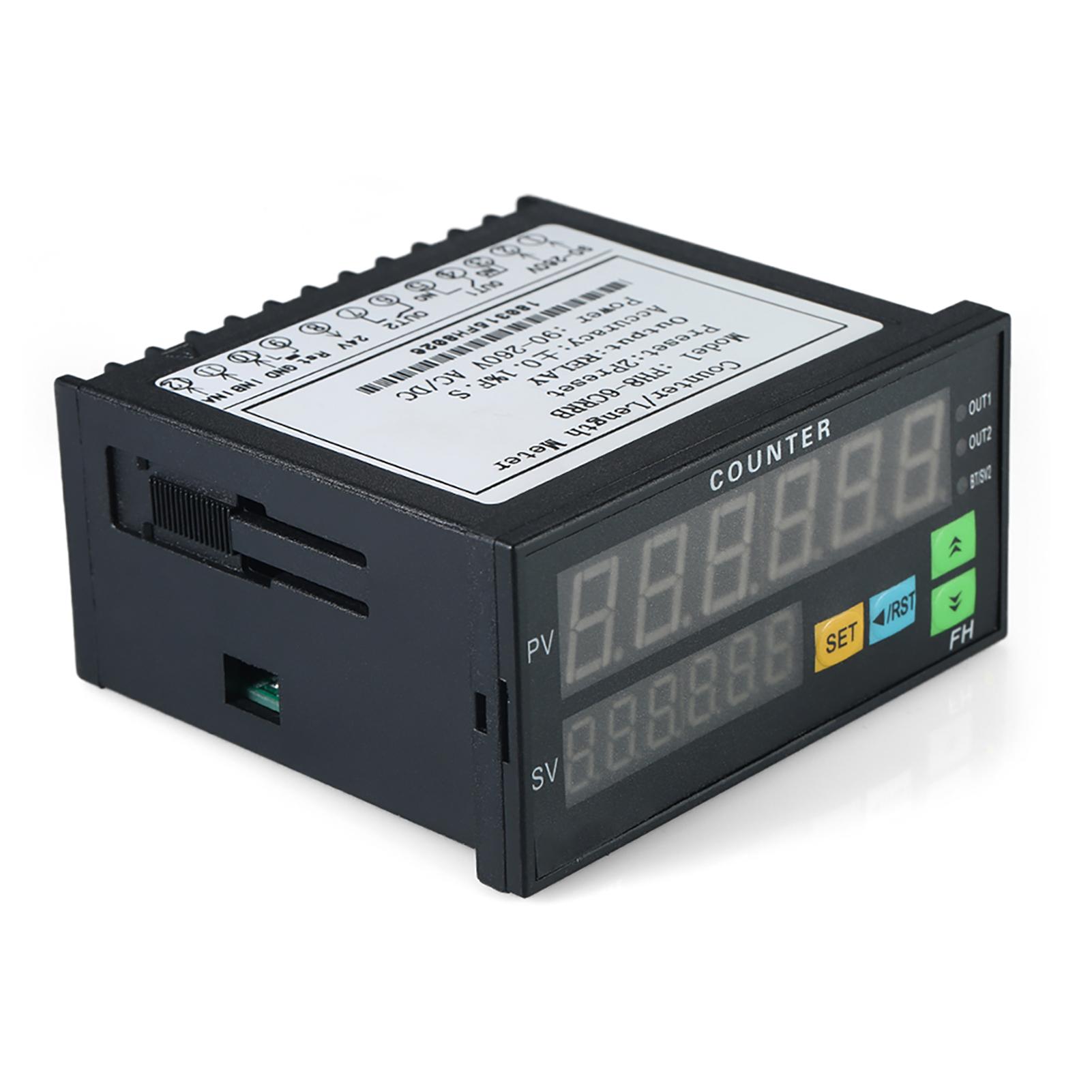 

Multi-functional Dual Light-emitting Diode Display Digital Counter 90.265V ACCelsius Length Meter with 2 Relay Output and Pulse PNP NPN