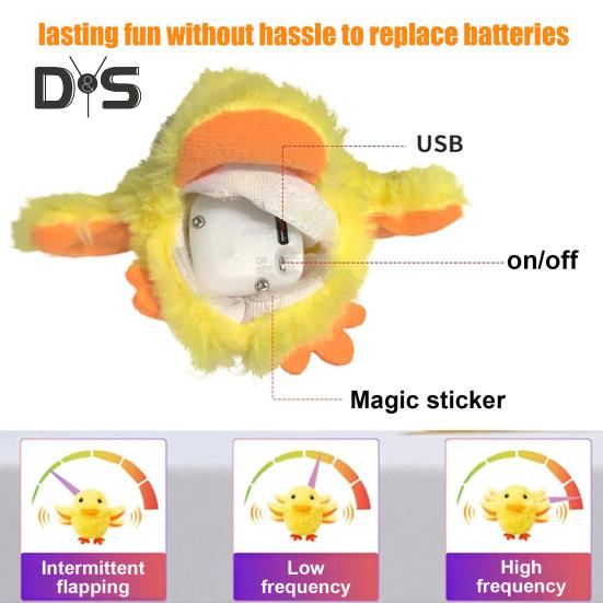 1/2Pcs Flapping Duck Cat Toy Interactive Quacking Plush Yellow Duck Kitten Toy USB Rechargeable Touch Activated Chirping Duck for Indoor Cat