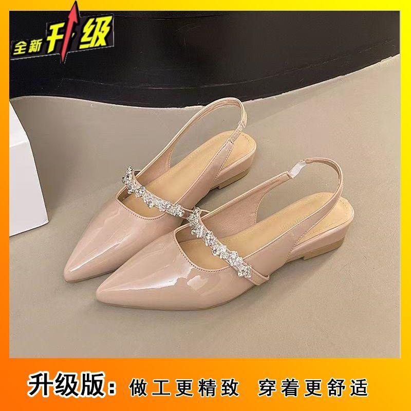 With skirt low heel pointed rear empty Mary Jane shoes women's 2025 summer new temperament flat French light mouth sandals