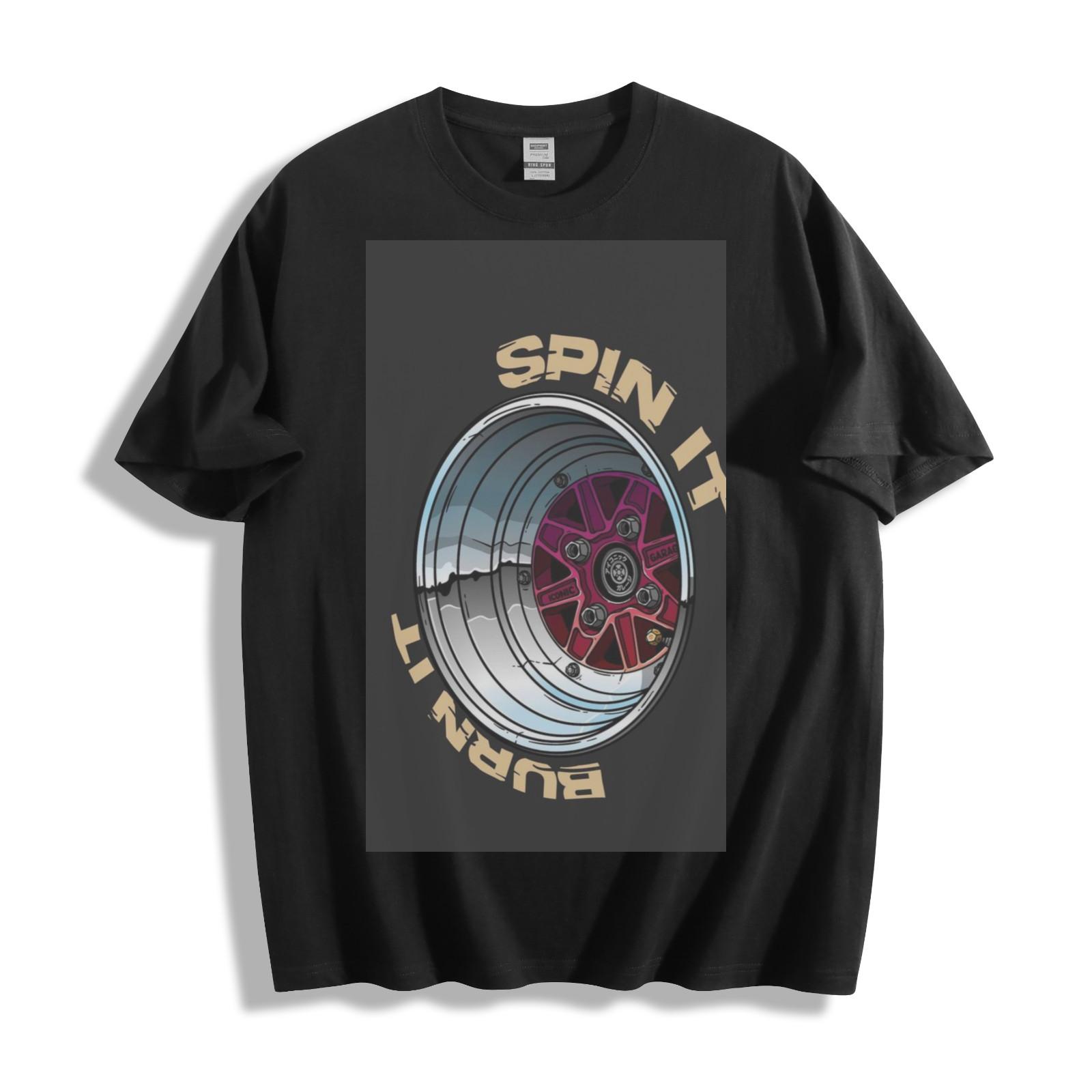 Burn It Spin It Wheel T-Shirt Mens Womens Tees Top - Vibrant Racing Rim Design Unisex Tee M