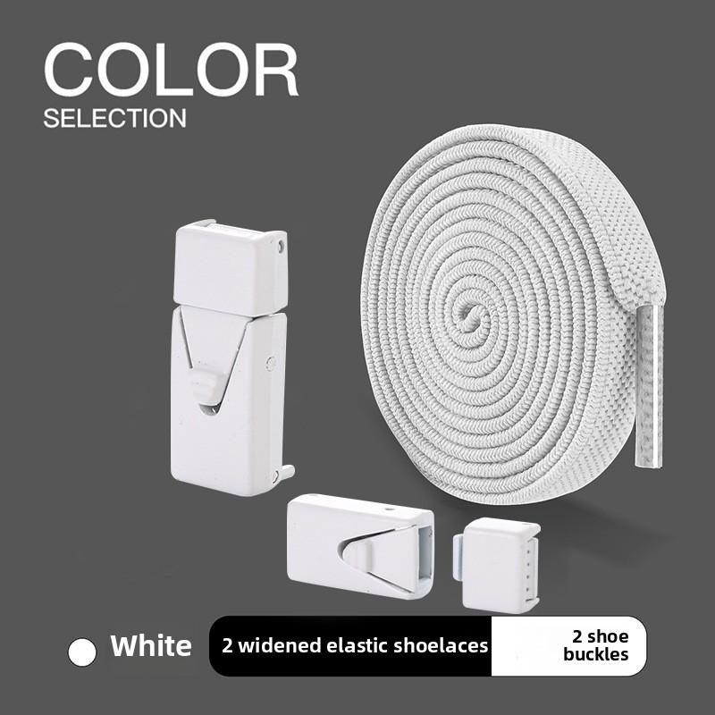 1pairs Wide Elastic Flat Straps with Metal Press Buckles - No Need To Tie Lazy Shoelaces, Lightweight Elastic Shoelaces Suitable for Sports Shoes