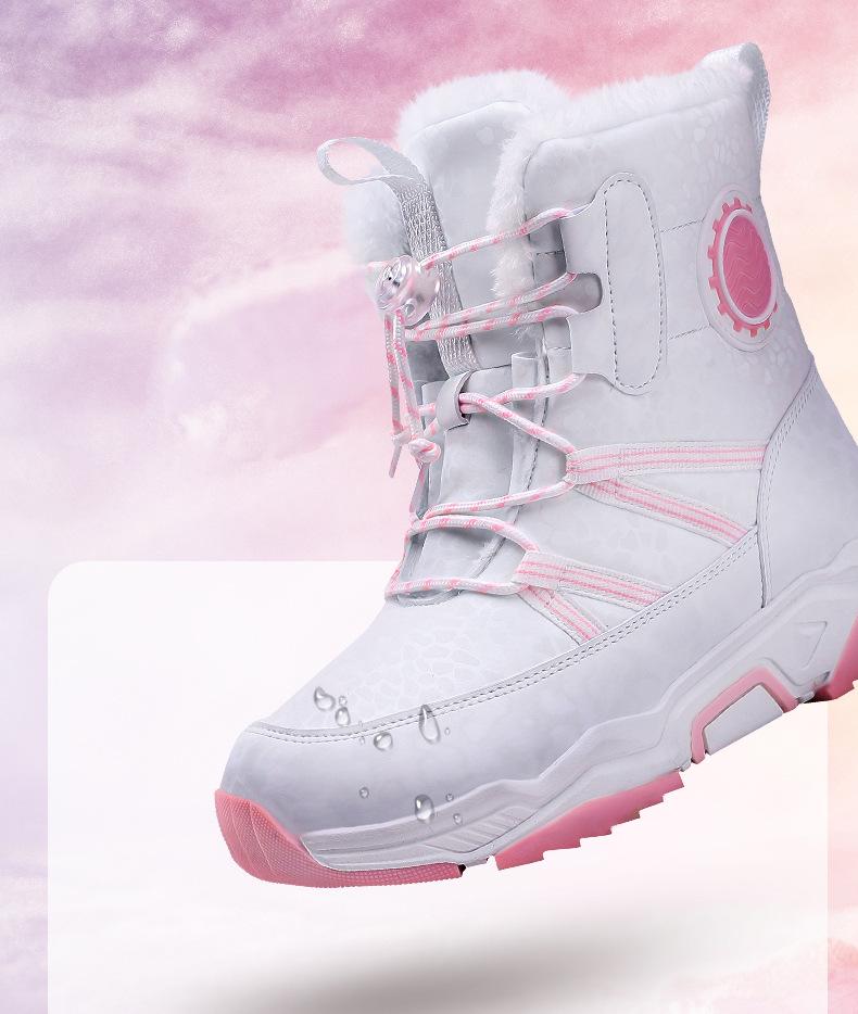 Girls' Pink Winter Snow Boots: Non-Slip, Warm, Fashionable, Perfect for Older Kids