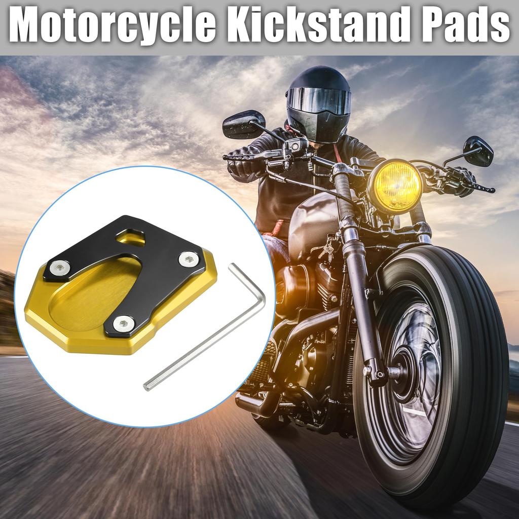 X AUTOHAUX Honda Monkey 125 2018-2023 Aluminum Alloy Gold Tone Motorcycle Kickstand Side Stand Plate Pad 1 Set