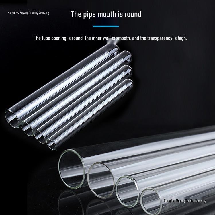 High-Temperature Resistant Glass Test Tube, Round Bottom, Flat Mouth, Customizable Diameters: 12-30mm.