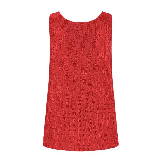 Damen Oberteile Rundhals Ärmellos Glitzernde Pailletten Weste Pendlerstil Weich Dehnbar Lockerer Schnitt