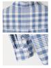 Women's Long Sleeve Plaid Shirt - Blue Cotton Cocoon, Mid-Length, 2026 Spring/Autumn Collection