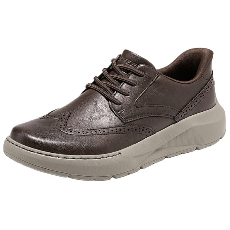 Skechers Casual Versatile Comfortable Casual Leather Shoes Men Shoes Brown 205704-CHOC