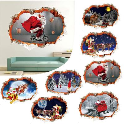 Christmas 5D Removable Floor Wall Stickers Christmas Decoration Wall Stickers