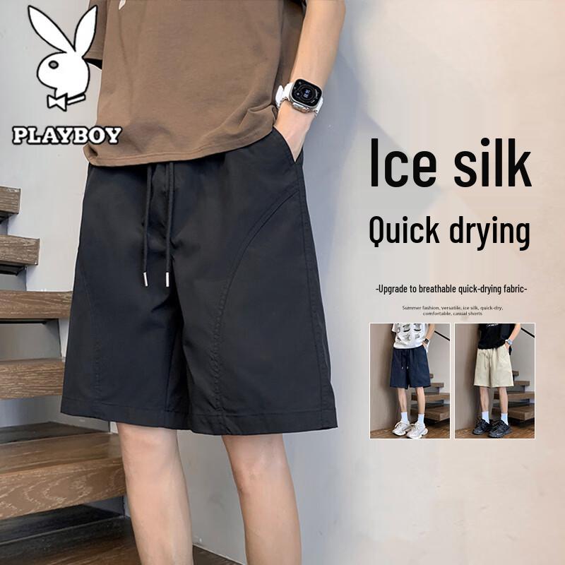 PLAYBOY Men s Ice-feel Quick-Dry Casual Shorts 5XL