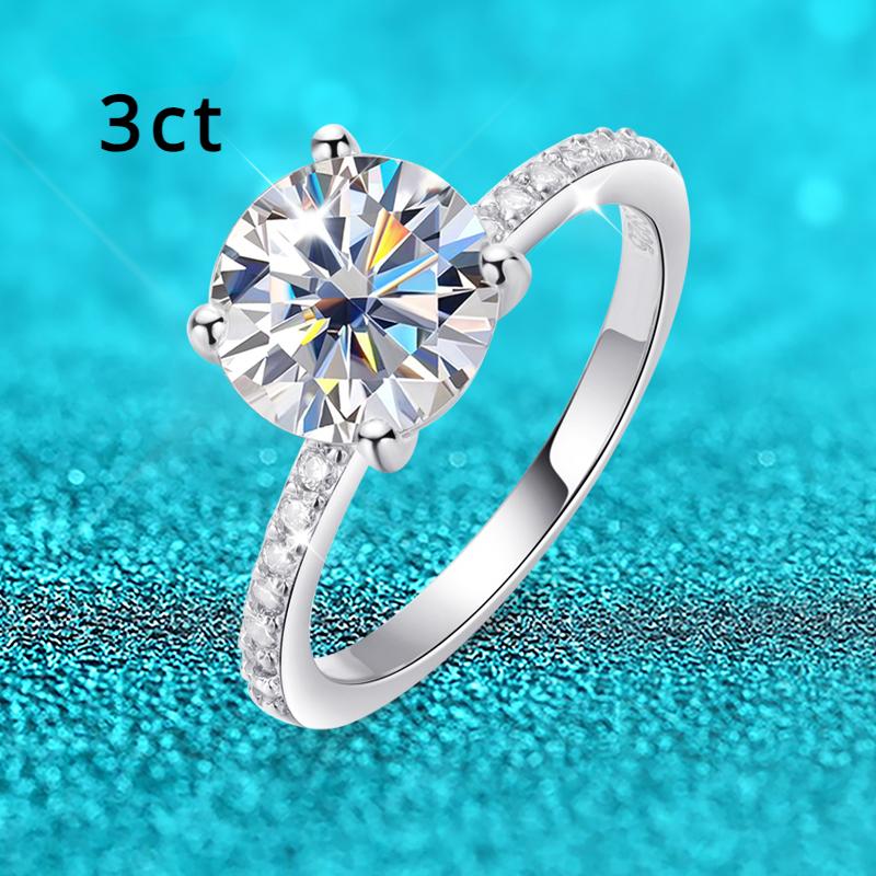 1-3CT D Color Moissanite Ring for Women 925 Sterling Silver Sparkling Lab Diamond Promise Band Valentine's Day Gift GRA
