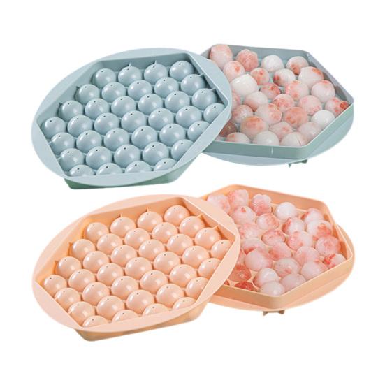 Sphere Ice Cube Tray with Lid BPA-Free Plastic Mold for Whiskey Cocktails Easy-Release Leak-Proof Space-Saving Ice Maker for Home Bar Party