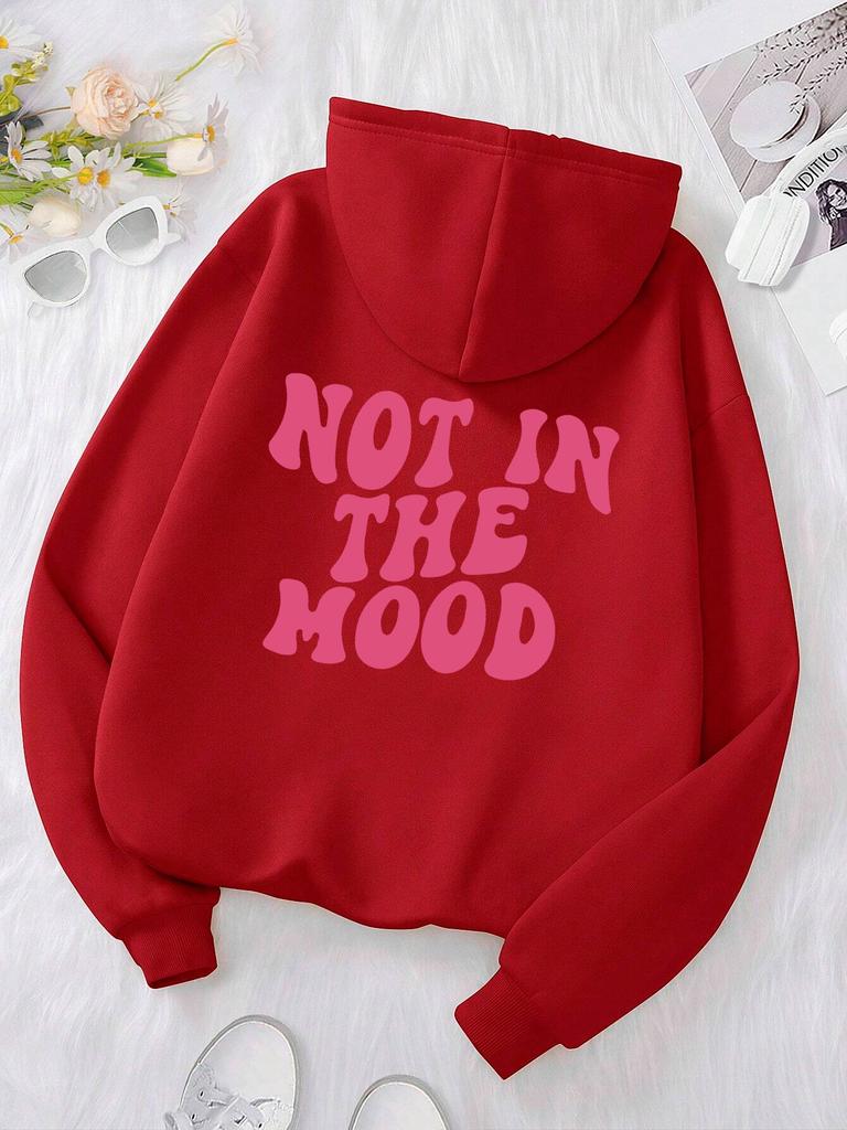 Not In The Mood Personality Letter Male Hoody Fashion S-XXL Autumn Sweatshirt High Quality Hooded Simple Casual Sportswear