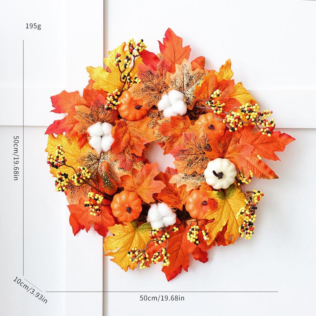 2026 Autumn Halloween Berry Pumpkin Wreath, Home & Door Decoration Vine Ring for Thanksgiving