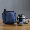 Hi Ceramic Teacup with Infuser and Lid Portable Travel Coffee Cup with Filter and Bag 320ML