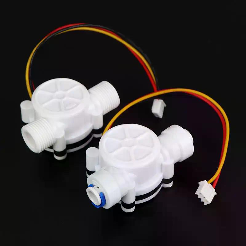 White PE Hall Effect Digital Liquid Flow Sensor - YF-S401/S402 G1/2/G3/4 Inline Meter for RO Water Purifier Machine