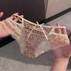 Girls Summer New Sexy Leopard Lace Hollow Out Pure Cotton Crotch Low Waist Triangle Briefs