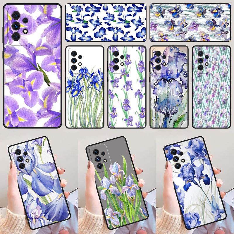 Blue Iris Flower phone case For Samsung Galaxy A42 A31 A40 A51 A71 A32 A80 A91 A52 A72 A73 A20e A21S A50 A70 A11 A12 Cover