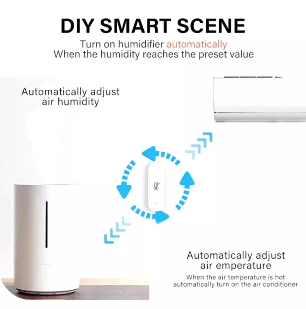 Multifunctional Wireless Temperature & Humidity Sensor Real-Time Home App Monitoring Voice Control Via Alexa & Google Assistant Thermometer for Home