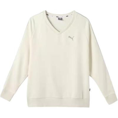 Essential V Neck Crew Sweatshirt Women Sweatshirt White 686081-87