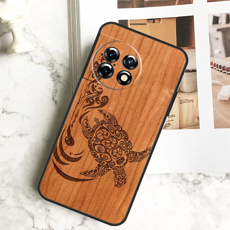 Turtle Wood Pattern Case For OnePlus 12 12R 11 9 10 Pro 10R 9R 8T 10T Nord CE 2 3 Lite 2T CE4 N10 N20 N30 Cover