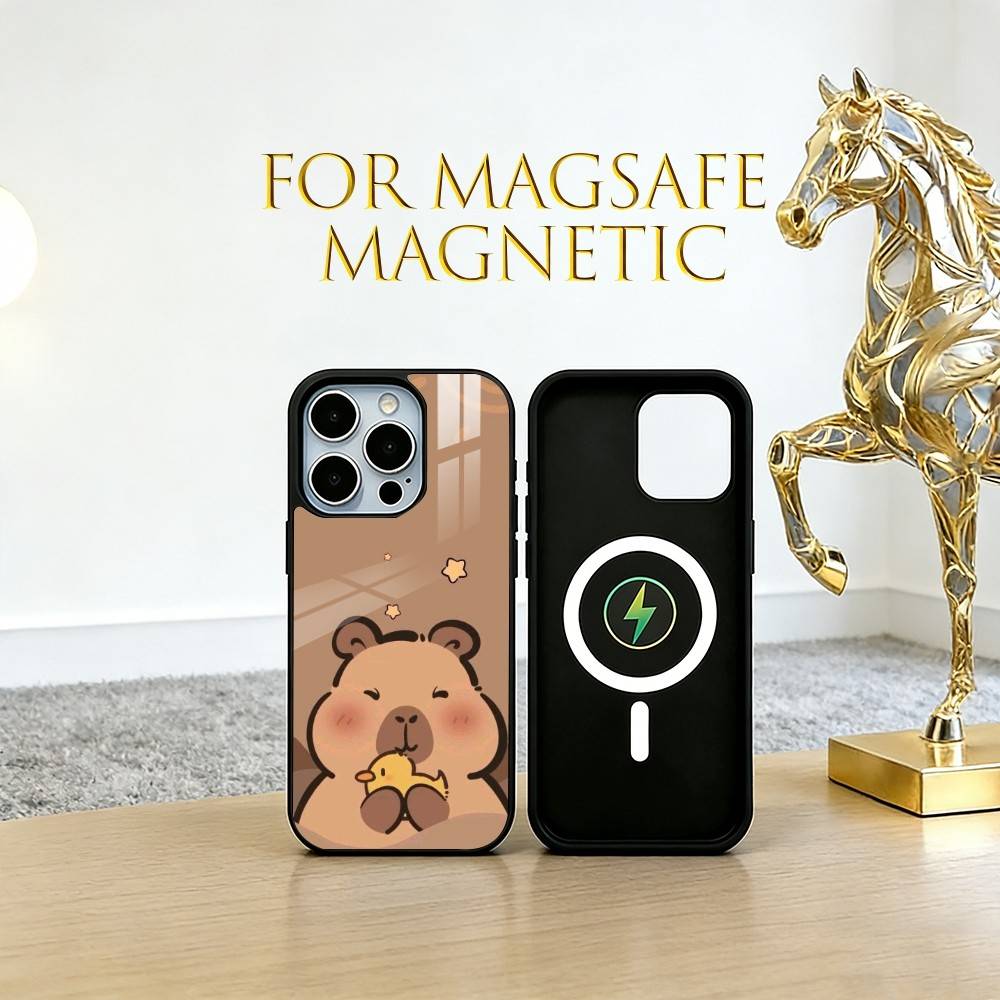 Capybara Phone Case For iPhone17,16,15,14,13,12,11 Plus,Pro Magnetic For Magsafe Wireless Charging