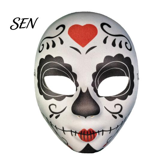 Scary Skeleton Face Masque Day of The Dead Skull Masque, Halloween Sugar Full Festival Costume Supplies Masquerade Party Accessory for Cosplay,