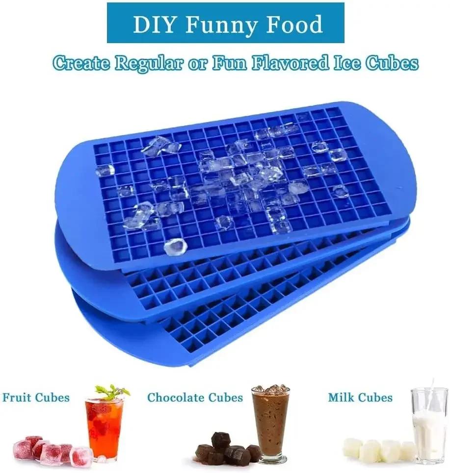 Silicone Mini Ice Cube Trays Small 1cm Stackable Easy Release 160 Crushed Ice Cube Molds Tiny Crushed Ice Cubes Maker Mold