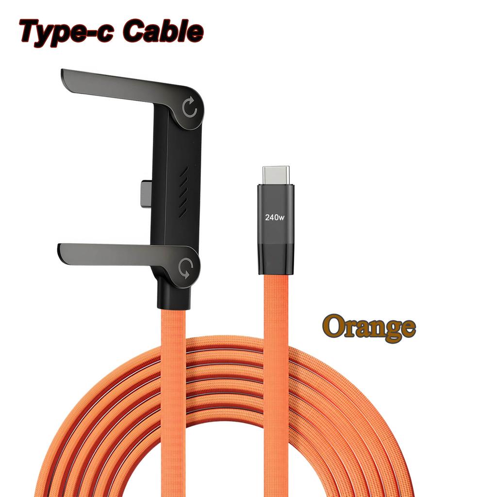 240W 2-in-1 Fast Charging Foldable Bracket Data Cable Type-C To Type-C USB To Type-C Data Wire with OTG Phone Stand