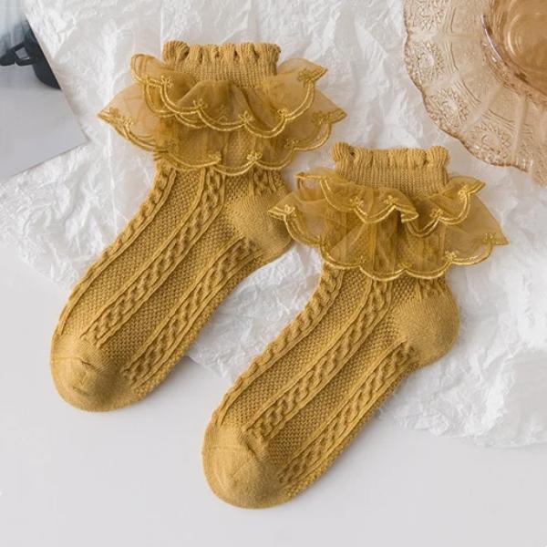 Kids Socks For Girls Sweet Lace Baby Cotton Princess Children's Girls Socks Fashion Ruffled Teenagers Pure Colour Sock 1-15Years