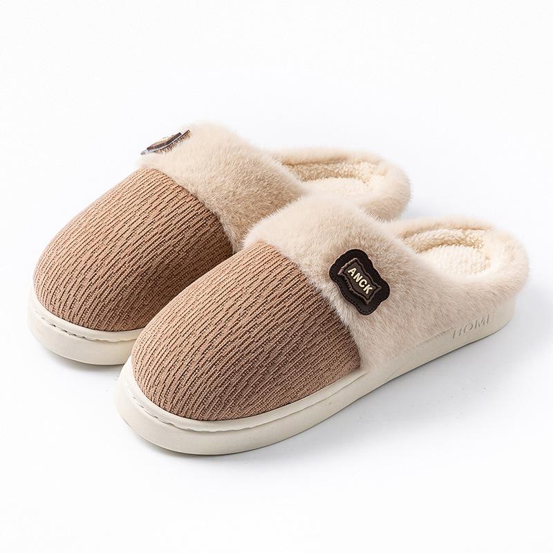 Cotton Slippers Autumn and Winter Indoor Home Thick Bottom Velvet Warm Couple Hair Slippers