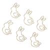 50 Pcs Rabbit Shaped Paper Clip Creative Cute Cartoon Animal Golden Page Marker File Note Clips for