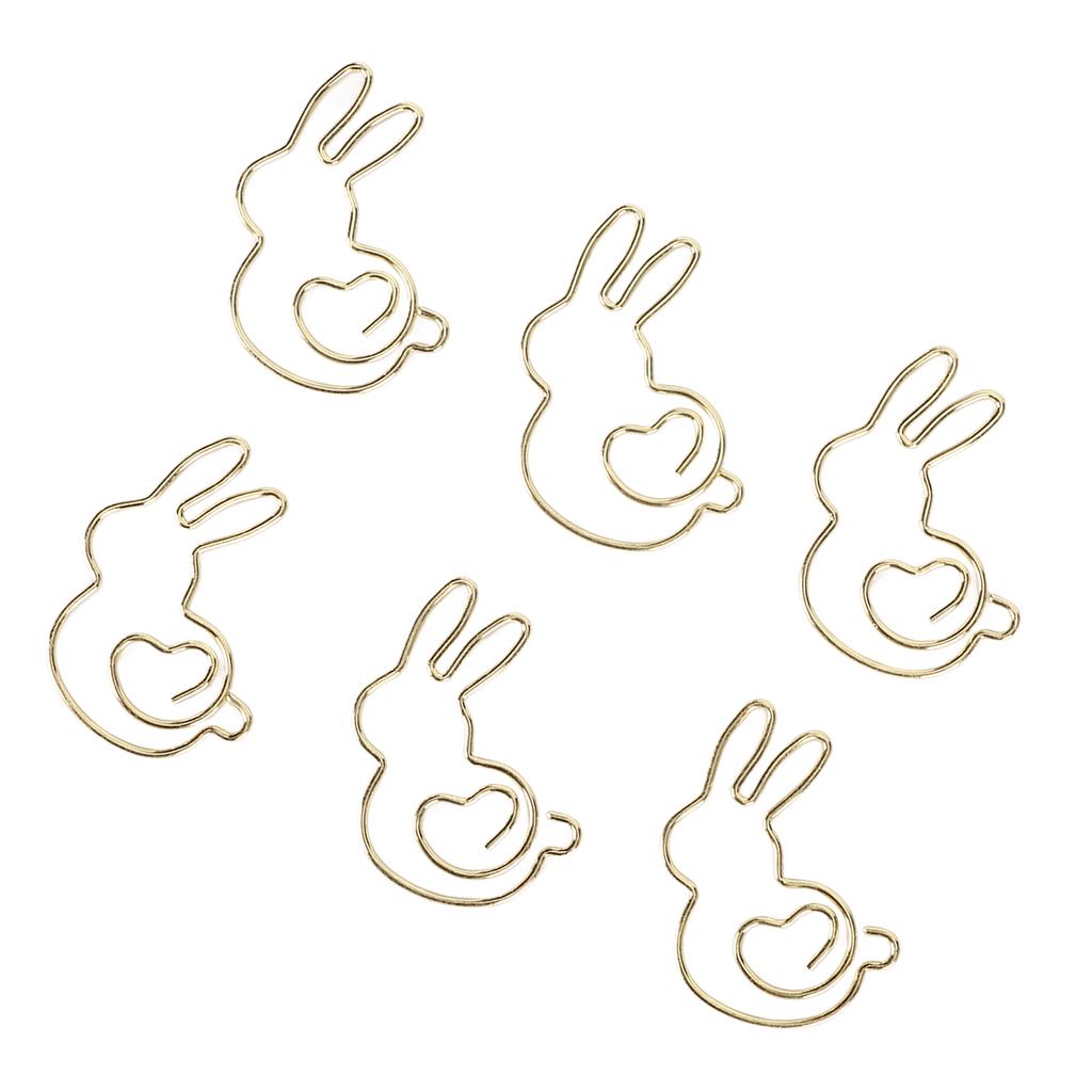 50 Pcs Rabbit Shaped Paper Clip Creative Cute Cartoon Animal Golden Page Marker File Note Clips for