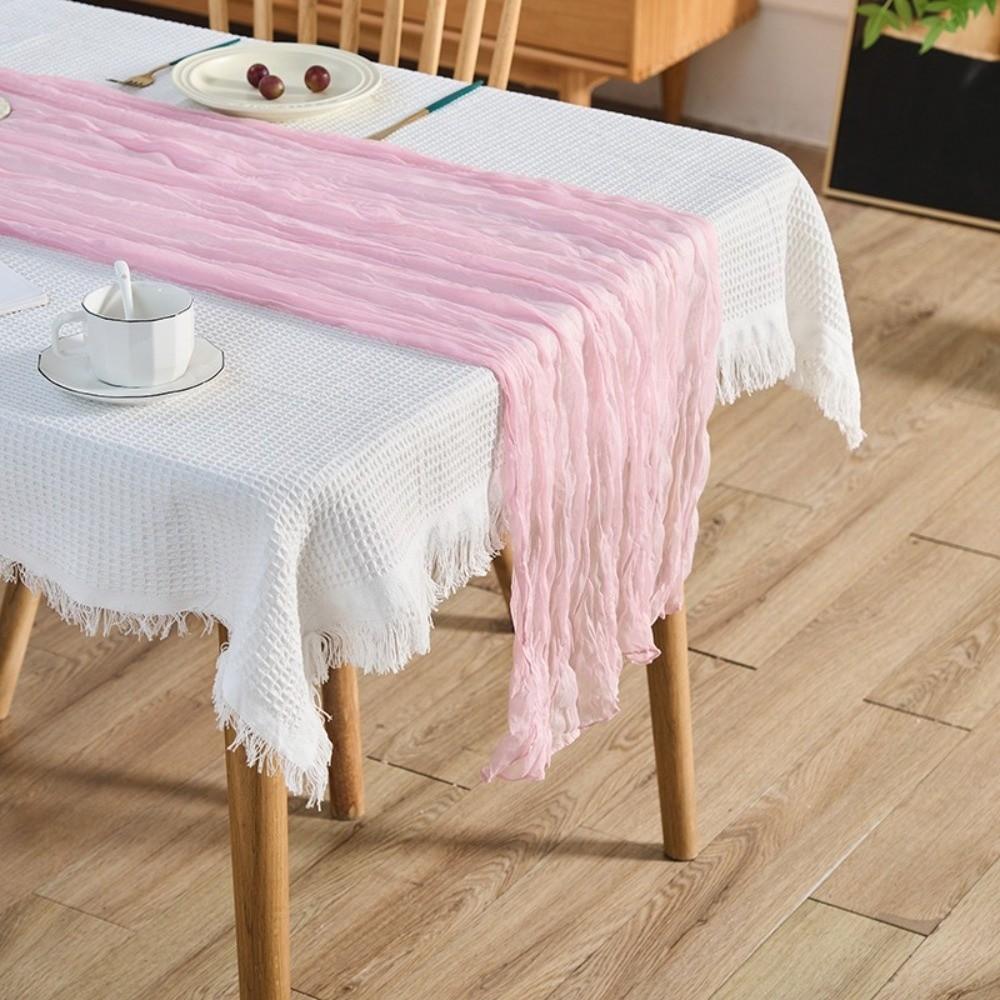 Gift Semi Sheer Cheesecloth Table Runner 35×70 Inch Polyester Boho Table Flag Boho Gauze Table Cloth Garden Party
