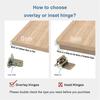 Cabinet Hinge Brushed Nickel for Kitchen Cabinet Doors (1 Pair-2 Pieces)-1/2"Covered (Variable)-Self-Closing Kitchen Cabinet Hinges Flush Mounting