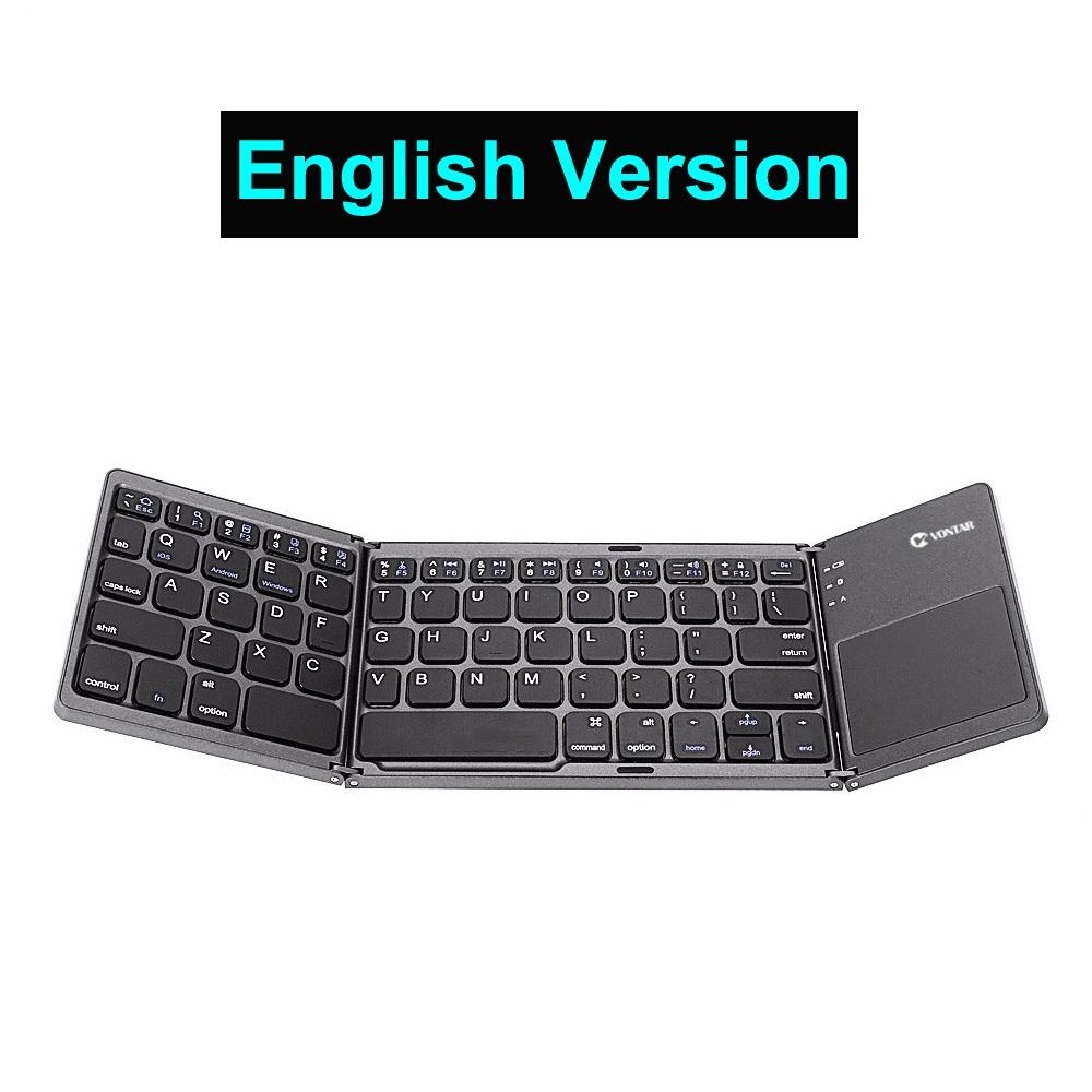 

Портативна складна Bluetooth-клавіатура BT Wireless Rechargeable Foldable Touchpad Keypad for IOS/Android/Windows ipad Tablet Mini Keyboard English version чорний/срібний