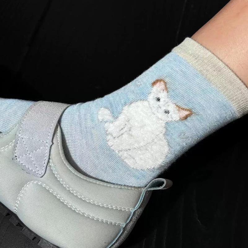 Women's Cute Kitten Mid Socks - Spring & Autumn Sports Style