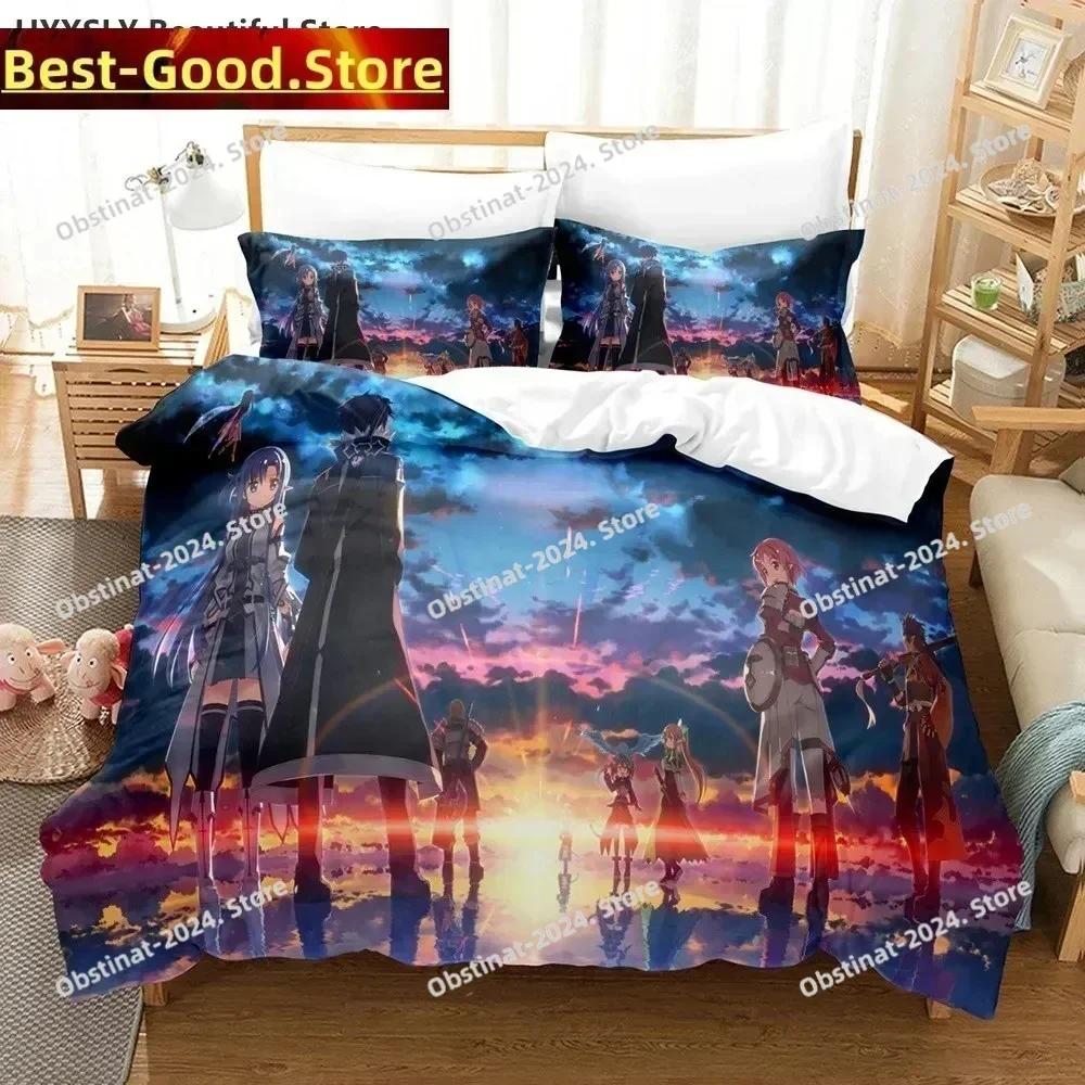 Sword Art Online Bedding Set Printed single Comforter Quilt Bed Cover Duvet Cover Pillow Case 3 Pieces Sets Kids Adult Size