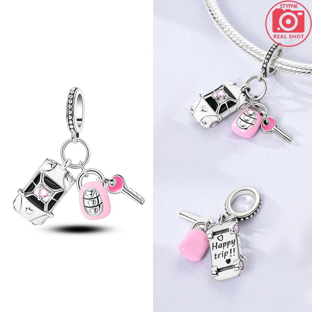 Cute Lovely Butterfly Perfume Girl Dangle Original Pink Charms Charms Beads Fit Bracelet Pendant Making For Woman Jewelry Gift