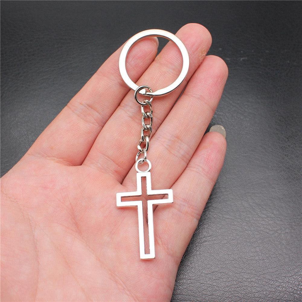 Cross Religious Amulet Keychain for Family Trendy Cute Fathers Day Gift Streetwear Key Organizer